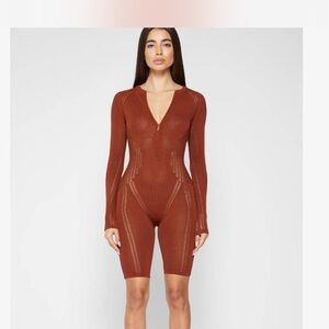 Brown Long Sleeve Knit Bodysuit